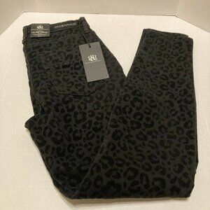 NWT Rock & Republic Size 10M Leopard Cheetah Mid Rise Legging  Kashmiere Black